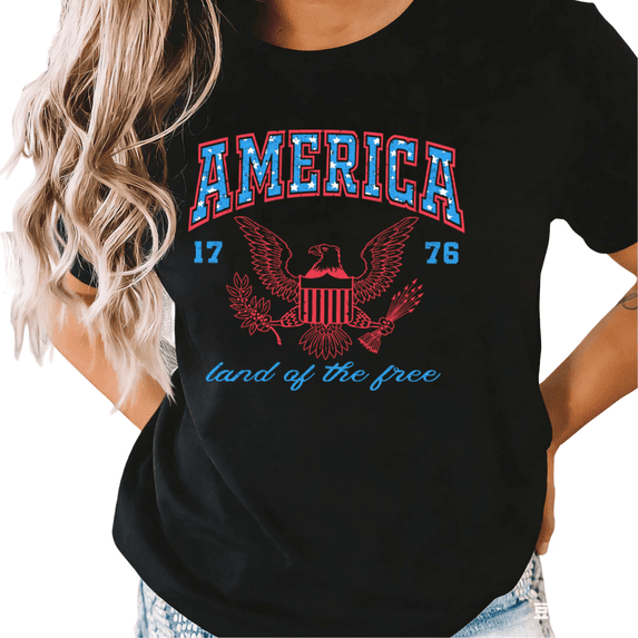 UNISHE Women's America 1776 Eagle Patriotic Graphic Short Sleeve T-Shirt Casual Cotton Crewneck Top