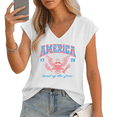 thumbnail image 1 of UNISHE Women's "America 1776 Land of the Free" Patriotic Graphic V-Neck Sleeveless T-Shirt Casual Summer Tank Top, 1 of 6