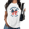 thumbnail image 1 of UNISHE Women's America 250 Patriotic Bow Graphic Short Sleeve T-Shirt 1776 2026 Print Cotton Crewneck Casual Comfortable Fit Tops, 1 of 5