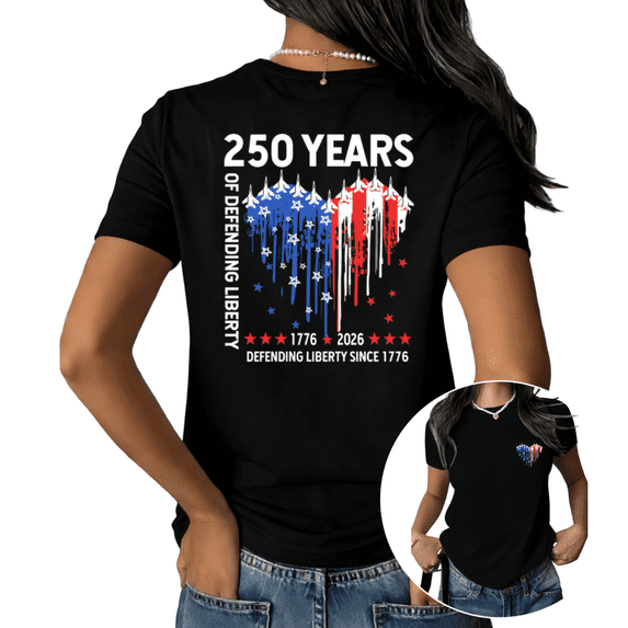 UNISHE Women's America 250 Patriotic Graphic Short Sleeve T-Shirt Back Print Cotton Crewneck Oversized Casual Comfortable Fit Tops