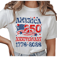 thumbnail image 1 of UNISHE Women's America 250th Anniversary 1776-2026 Patriotic Graphic Short Sleeve T-Shirt Casual Cotton Crewneck Top, 1 of 5