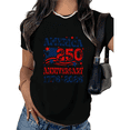 thumbnail image 1 of UNISHE Women's America 250th Anniversary Tee Vintage USA Flag 1776-2026 Graphic Short Sleeve T-Shirt, 1 of 5