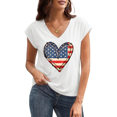 thumbnail image 1 of UNISHE Women's American Flag Heart Graphic V-Neck Short Sleeve T-Shirt Casual Loose Summer Tees Tops, 1 of 6