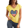 thumbnail image 1 of UNISHE Women's American Flag Heart Graphic V-Neck Short Sleeve T-Shirt Casual Loose Summer Tees Tops, 1 of 6