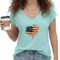 thumbnail image 1 of UNISHE Women's American Flag Heart Print Blue V-Neck Sleeveless T-Shirt S-5XL Crewneck Tank Top, 1 of 6
