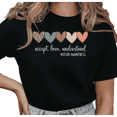 thumbnail image 1 of UNISHE Women's Awareness "Accept, Love, Understand" Hearts Graphic Short Sleeve T-Shirt Casual Cotton Crewneck Top, 1 of 5