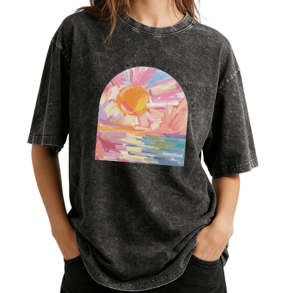 UNISHE Women's Be Still Graphic Vintage Washed T-Shirt Short Sleeve Oversized Two-Sided Floral Faith Tee