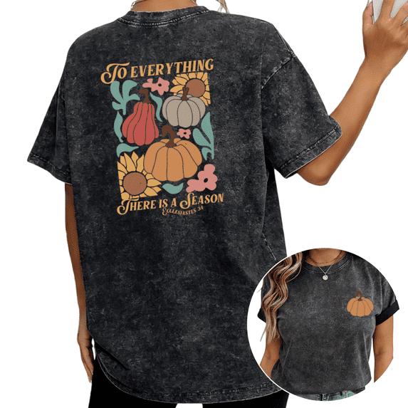 UNISHE Women's Be Still Graphic Vintage Washed T-Shirt Short Sleeve Oversized Two-Sided Floral Faith Tee