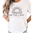 thumbnail image 1 of UNISHE Women's "Be The Light Matthew 5:14" Christian Graphic White Short Sleeve T-Shirt Casual Cotton Crewneck Top, 1 of 5