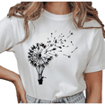 thumbnail image 1 of UNISHE Women's Black Dandelion Hot Air Balloon Graphic Short Sleeve T-Shirt Casual Breathable Crewneck Top, 1 of 5