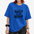 thumbnail image 1 of UNISHE Women's Blue If Im The Problem Then You Might Be The Reason Retro Cow Skull Graphic Short Sleeve T-shirt Daily Casual Tee, 1 of 6