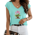 thumbnail image 1 of UNISHE Women's Blue Watercolor Rooted Pink Orchid Full Plant Floral V-Neck Sleeveless T-Shirt Daily Summer S-5XL Tank Top, 1 of 6