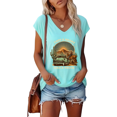 thumbnail image 1 of UNISHE Women's Blue Western Cowboy Truck Print V Neck Sleeveless T-Shirt Casual Country Tank Top S-5XL Tops, 1 of 6