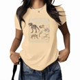thumbnail image 1 of UNISHE Women's Boho Dinosaur Skeleton Graphic T-Shirt Earth Tone Star Tee Vintage Humor Summer White Top, 1 of 6
