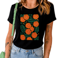 thumbnail image 1 of UNISHE Women's Boho Marigold Floral Graphic Short Sleeve T-Shirt Casual Cotton Crewneck Summer Top, 1 of 5