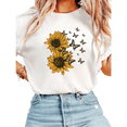 thumbnail image 1 of UNISHE Women's Boho Sunflower Butterfly Graphic Short Sleeve T-Shirt Soft Cotton Casual Tee, 1 of 5