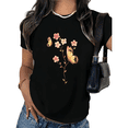 thumbnail image 1 of UNISHE Women's Butterfly Floral Graphic Tee Pink Flower Butterfly Print Short Sleeve Casual T-Shirt, 1 of 5
