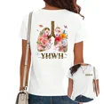 thumbnail image 1 of UNISHE Women's Casual Double-Sided Printed Religious Tee Retro Forest Flower Holiday T-Shirt White, M, 1 of 5