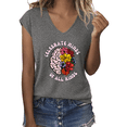 thumbnail image 1 of UNISHE Women's Celebrate Minds of All Kinds Floral Brain Graphic V-Neck Short Sleeve T-Shirt Autism Awareness Tee, 1 of 6