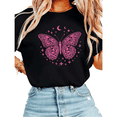 thumbnail image 1 of UNISHE Women's Celestial Butterfly Moon Star Graphic Short Sleeve T-Shirt Casual Cotton Crewneck Top, 1 of 5