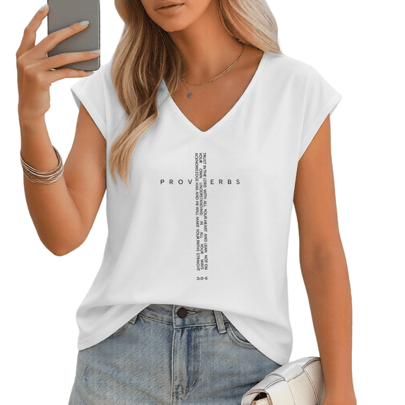 UNISHE Women's Christian Bible Verse "Trust in the Lord" Cross V-Neck Sleeveless T-Shirt Casual Daily Tank Top
