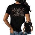 thumbnail image 1 of UNISHE Women's Christian Faith Tee Short Sleeve T-Shirt Make Heaven Crowded Cross Graphic Vintage Grunge Style Cotton Blend Casual Fit, 1 of 5