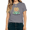 thumbnail image 1 of UNISHE Women's Christian Faith Watercolor Mountain Cross Inspirational Bible Verse Graphic Cropped Short Sleeve T-shirt Everyday Loose Fit Tops, 1 of 6
