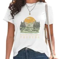thumbnail image 1 of UNISHE Women's Christian Graphic T-Shirt Retro Nature Bible Verse Short Sleeve Tee Casual Tops White, 5XL, 1 of 5