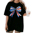 thumbnail image 1 of UNISHE Women's Coquette American Flag Bow Graphic Short Sleeve T-Shirt Comfortable Cotton Crewneck Top, 1 of 5