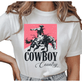 thumbnail image 1 of UNISHE Women's Cowboy Country Horse Rider Graphic Short Sleeve T-Shirt Comfortable Casual Crewneck Top, 1 of 5