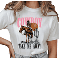 thumbnail image 1 of UNISHE Women's "Cowboy Take Me Away" Western Desert Graphic Short Sleeve T-Shirt Casual Cotton Crewneck Top, 1 of 5