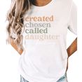 thumbnail image 1 of UNISHE Women's "Created Chosen Called Daughter of the King" Christian Graphic White Short Sleeve T-Shirt Casual Cotton Crewneck Top, 1 of 5