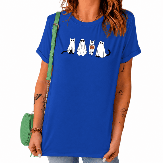 UNISHE Women's Cute Ghost Cat Graphic Tee