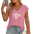 thumbnail image 1 of UNISHE Women's Cute White Daisies with Tiny Wildflowers Bouquet Print V-Neck Sleeveless T-Shirt Casual Daily Tank Top, 1 of 6