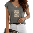 thumbnail image 1 of UNISHE Women's Dark Gray Vintage Neutral Sunflower Cluster Graphic V-Neck Sleeveless T-Shirt Daily Lounge S-5XL Tank Top, 1 of 6