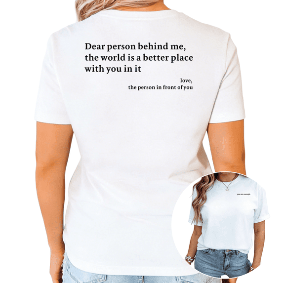UNISHE Women's Dear Person Behind Me Inspirational Casual Crew Neck Short Sleeve T-Shirt Top