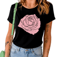 thumbnail image 1 of UNISHE Women's Distressed Pink Rose Floral Graphic Short Sleeve T-Shirt Casual Cotton Crewneck Summer Top, 1 of 5