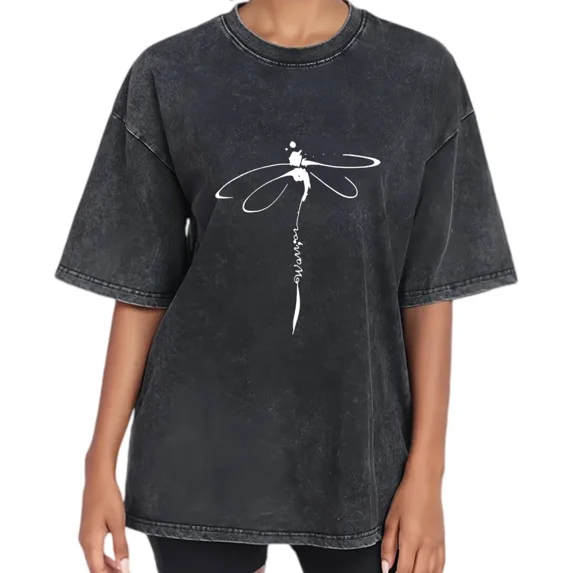 UNISHE Women's Dragonfly Graphic T-Shirt Vintage Washed Short Sleeve Crewneck Distressed Relaxed Fit Tee