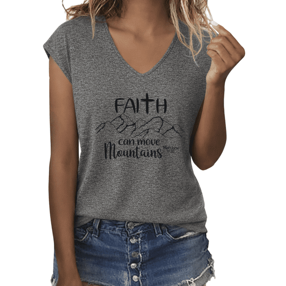 UNISHE Women's Faith Can Move Mountains Christian Graphic V-Neck Sleeveless T-Shirt Religious Tank Top