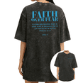 thumbnail image 1 of UNISHE Women's "Faith Over Fear" Joshua 1:9 Vintage Washed T-Shirt Short Sleeve Distressed Relaxed Fit Tee, 1 of 5