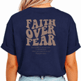 thumbnail image 1 of UNISHE Women's Faith Over Fear Psalm 118:6 Retro Wavy Bible Verse Christian Graphic Cropped Short Sleeve T-shirt Relaxed Casual Fit Tops, 1 of 6