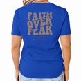 thumbnail image 1 of UNISHE Women's Faith Over Fear Psalm 118:6 Retro Wavy Letter Back Print Short Sleeve Crew Neck Daily Casual Wear Tops, 1 of 6