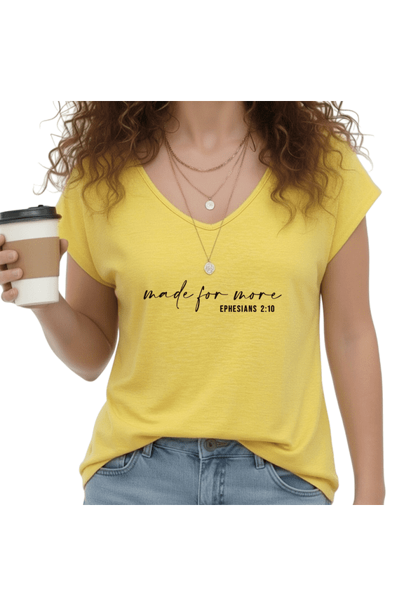 Women's Fashion Christian Quote Yellow V-Neck Sleeveless T-Shirt S-5XL Crewneck Tank Top