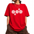 thumbnail image 1 of UNISHE Women's Floral Heart Graphic Short Sleeve T-Shirt Cream Oversized White Line Art Nature Tee, 1 of 6