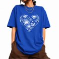 thumbnail image 1 of UNISHE Women's Floral Heart Graphic Short Sleeve T-Shirt Cream Oversized White Line Art Nature Tee, 1 of 6