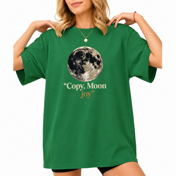 UNISHE Women's Full Moon Copy Moon Joy Warm Celestial Graphic Short Sleeve T-shirt Relaxed Fit