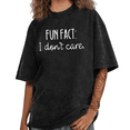 thumbnail image 1 of UNISHE Women's Fun Fact I Don't Care Sarcastic Graphic Washed Short Sleeve T-Shirt Soft and Comfortable, 1 of 5
