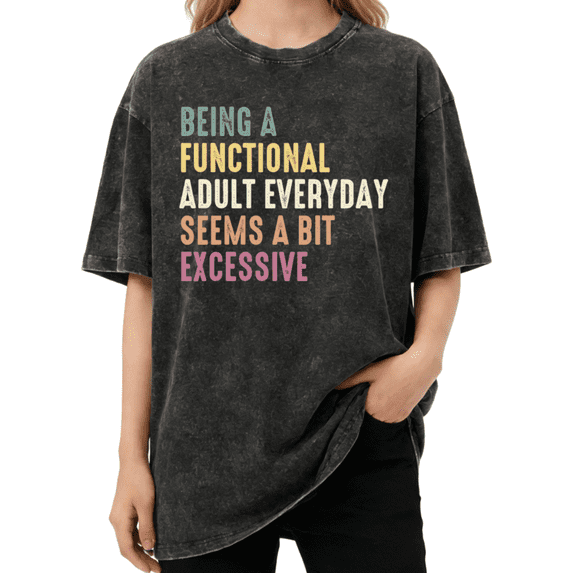 UNISHE Women's Functional Adult Aesthetic Funny Graphic fun Washed T-Shirt Short Sleeve Black S-2XL