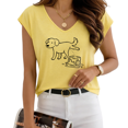 thumbnail image 1 of UNISHE Women's Funny Dog Ice Graphic V-Neck Sleeveless T-Shirt Yellow Summer Tee, 1 of 6