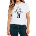thumbnail image 1 of UNISHE Women's Funny Giraffe Tongue Out Minimalist Line Art Graphic Short Sleeve T-Shirt Casual Cute Animal Lover, 1 of 5